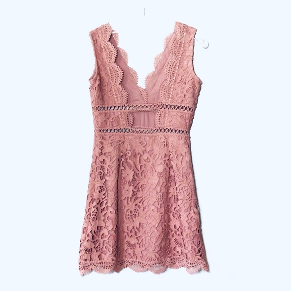 J.O.A. Open Back Lace Dress in Rose - Picture 5 of 11